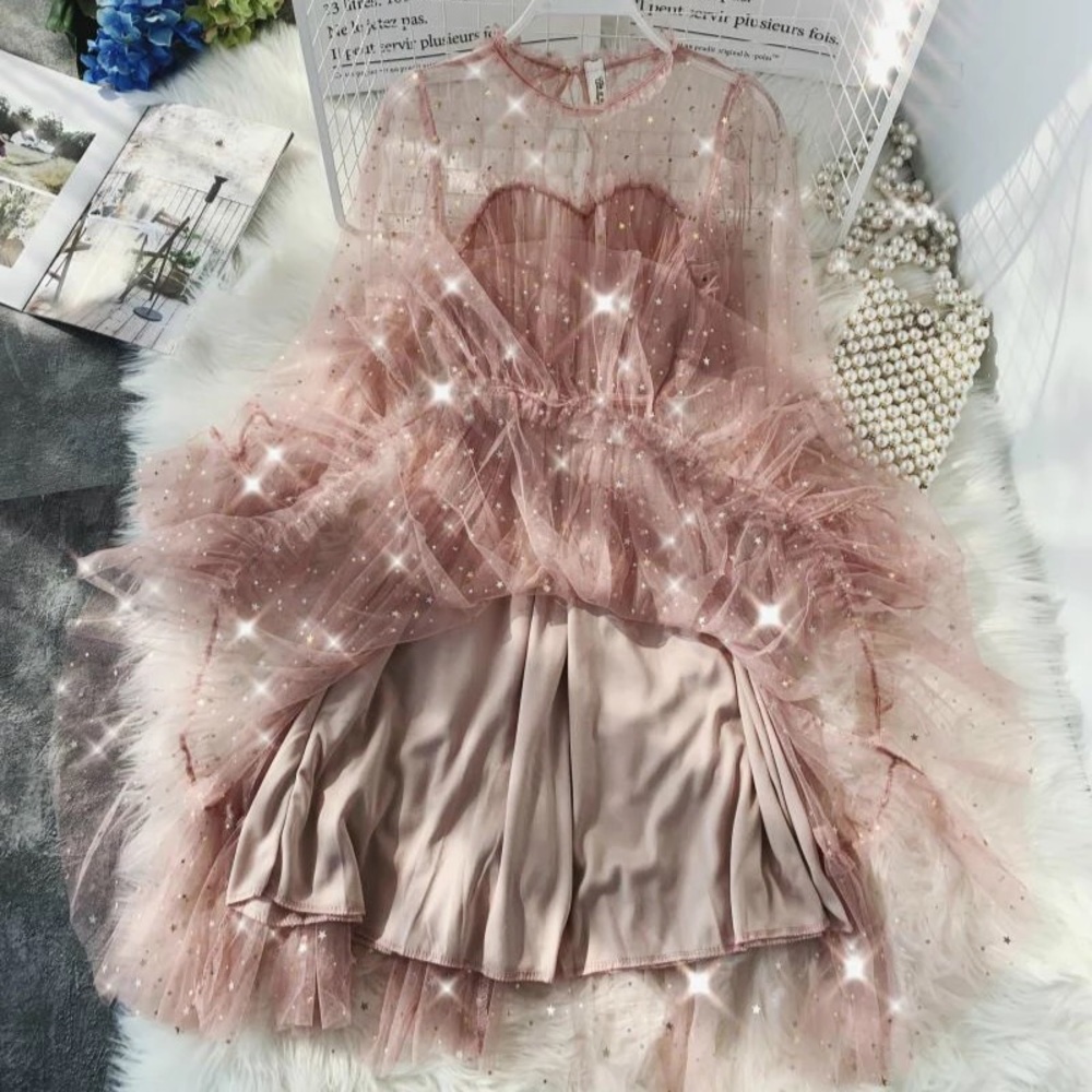 👗HP🎉Fairy dress pink sparkle sequin mesh - Picture 9 of 12